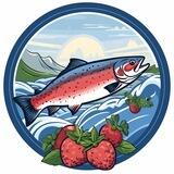 Свежая форель, морепродукты, ягоды и фрукты
