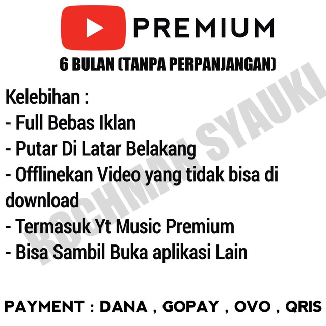 YouTube Premium 6 Bulan