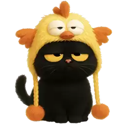 Black_Cat_Chicken_hat_Nyasticks